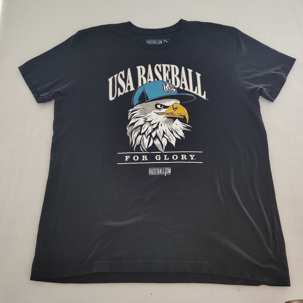 USA Baseball Freedom Eagle Men's t-shirt Size 3XL Crew Neck Black Basballism - Picture 2 of 8